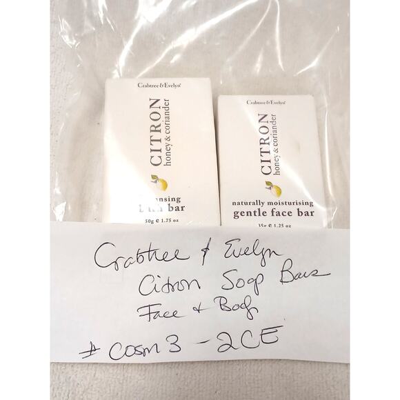 2pc Crabtree & Evelyn Citron Honey Coriander Cleanse Bath Bar & Gentle Face Soap - Picture 5 of 5